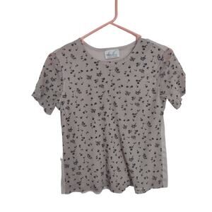 Vintage Kathie Lee floral babydoll blouse Size Small Sheer mesh Made in the USA